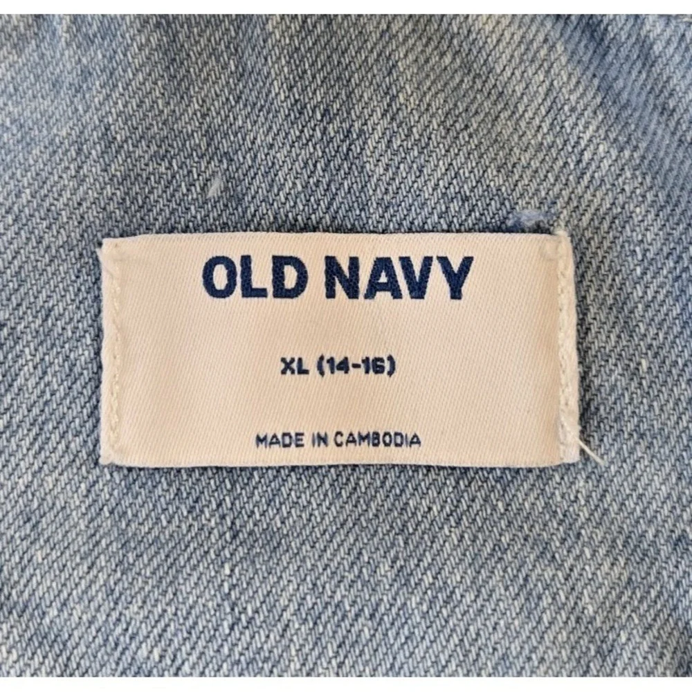 Old Navy Girl's Overall Shorts 100% Cotton‎ Light Wash Adjustable Straps XL